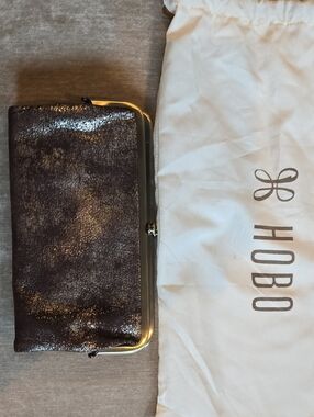 HOBO Metallic  Frame Clutch with Gold Trim
